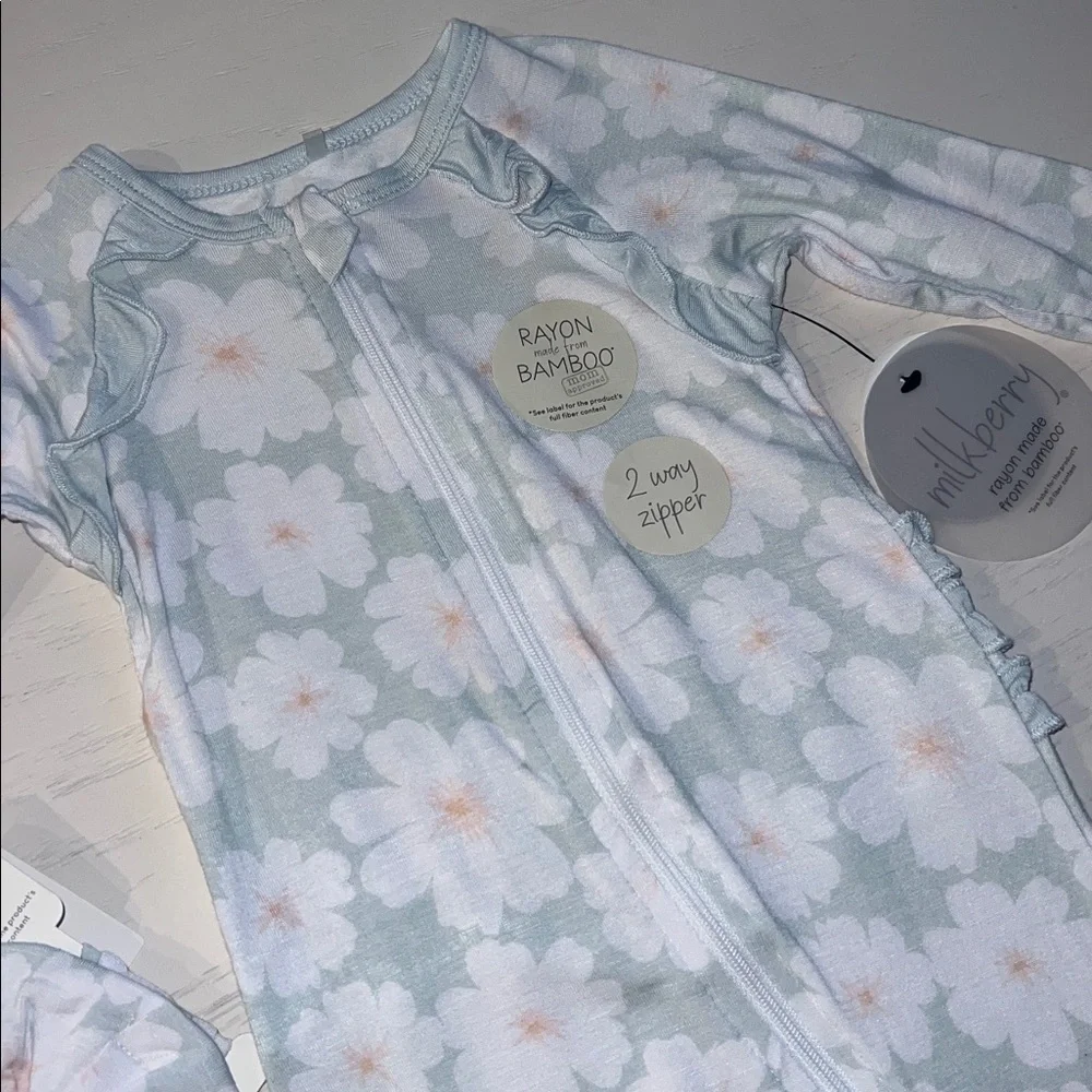 Milkberry Floral Mint Footie Headband Set 0-3 3-6 months